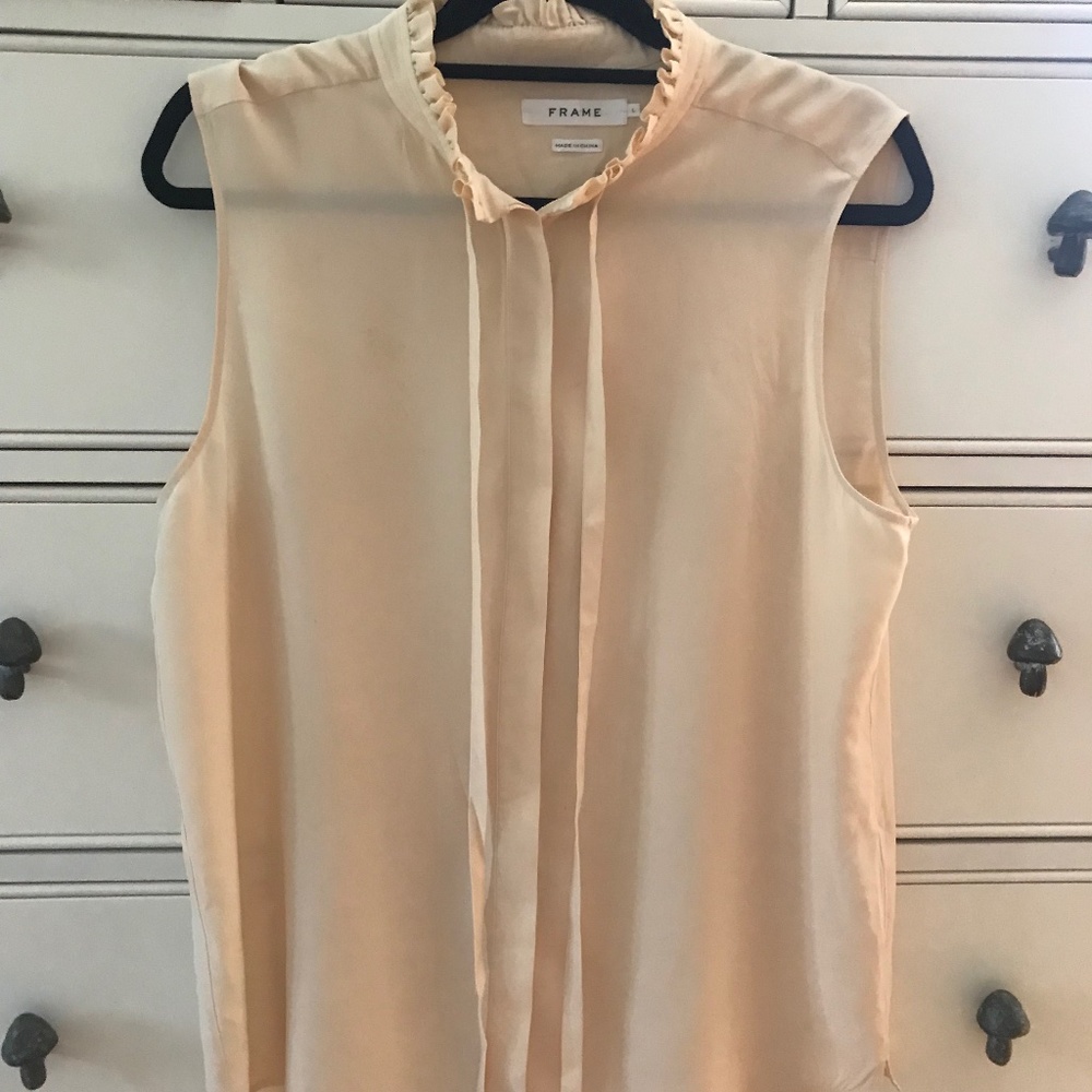 Frame silk sleeve lies Tie Neck Blouse